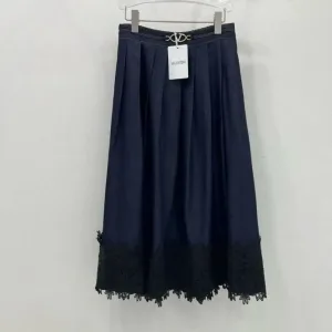 Valentino navy blue pleated midi skirt