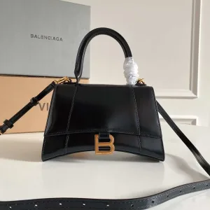 black leather Balenciaga Hourglass bag
