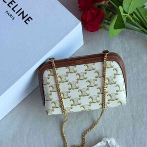 Buy Celine Clutch on Chain Triomphe canvas and Lambskin | Bags Dubai