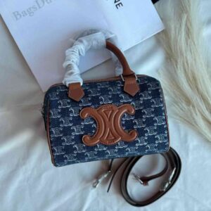 Buy Celine Triomphe Leather Canvas Mini Boston Bag |Bags Dubai