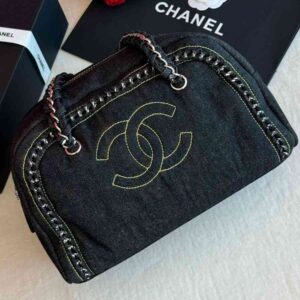 Buy Chanel Chain Bag Boston Denim CC Shoulder Silver Hardware | Bags Dubai