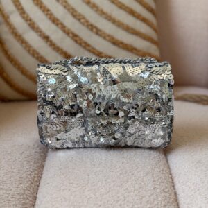 Buy Chanel Metallic Silver Sequins Classic Mini Flap Bag