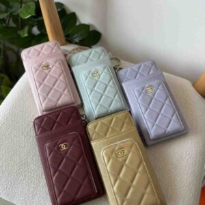 Buy Chanel Phone Case Wallet Quilted Gold Hardware | Bags Dubai