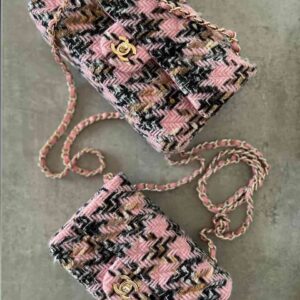 Buy CHANEL Pink Wool Tweed Rectangular Flap Hand Bag | Bags Dubai