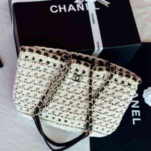 Buy Chanel Shopping Tote Bag Cotton Crochet Le Panier | Bags Dubai