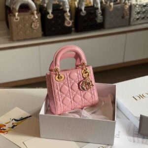 Buy Dior Lady Dior Mini Pink Calfskin Bag | Dubai Luxury Items