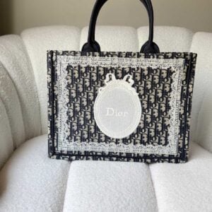 Buy Dior Medium Book Tote Blue Oblique With White Medaillon