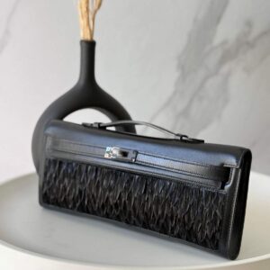 Buy Hermes Kelly Cut Clutch So-Black Calf Leather Black PVD Hardware |Bags Dubai