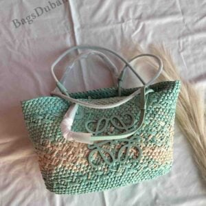 Buy Loewe Anagram Small Iraca Palm and Leather Basket Bag | Bags Dubai