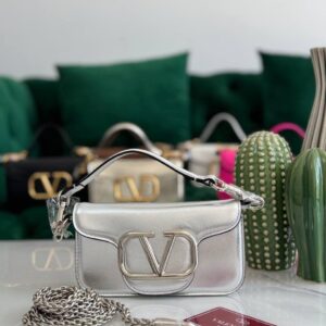 Buy Valentino Loco Silver Metallic Calfskin Small Bag