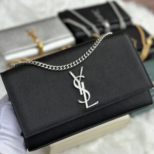 Buy YSL Black Grained Leather Medium Kate Tassel Chain Bag