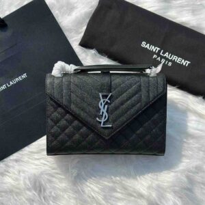 Buy YSL Black Medium Triquilt Monogram Envelope Shoulder Bag