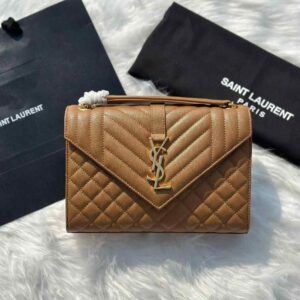 Buy YSL Brown Medium Triquilt Monogram Envelope Shoulder Bag