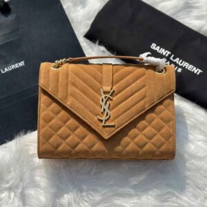 Buy YSL Cinnamon Suede Medium Monogram Envelope Shoulder Bag