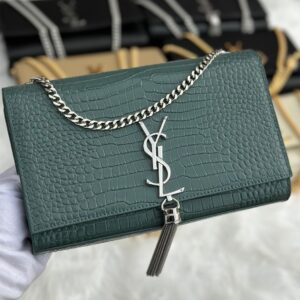 Buy YSL Green Crocodile Leather Medium Kate Tassel Chain Bag