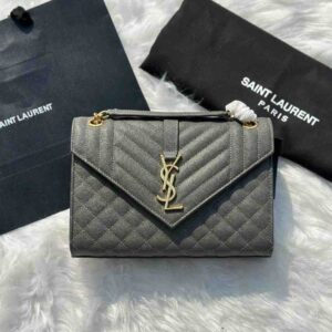 Buy YSL Grey Medium Monogram Envelope Shoulder Bag