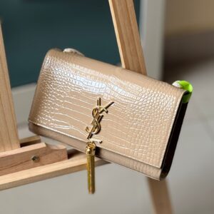 Buy YSL Kate Small Beige Crocodile Embossed Patent Leather