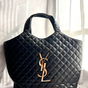 Buy YSL Lambskin Quilted Maxi Icare Shopping Tote In Black