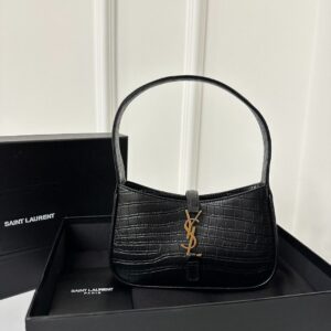Buy YSL Le 5 A 7 Black Shoulder Bag In Croc Embossed Leather