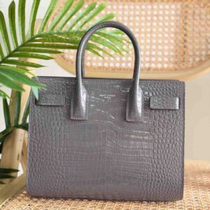 Buy YSL Sac De Jour Nano Grey Crocodile Embossed Leather Bag