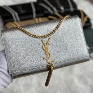 Buy YSL Silver Metallic Calfskin Medium Kate Tassel Chain Bag