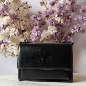 Buy YSL Small Sunset All Black Smooth Leather Shoulder Bag