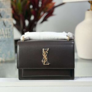 Buy YSL Small Sunset Dark Brown Smooth Leather Shoulder Bag