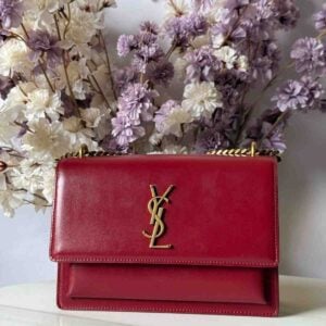 Buy YSL Small Sunset Red Patent Leather Shoulder Bag