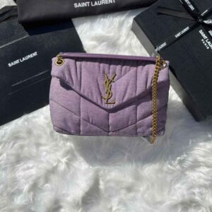 Buy YSL Toy Light Purple Denim Leather Shoulder Bag
