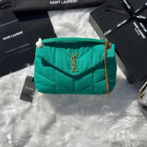 Buy YSL Toy Puffer Green Matelasse Leather Shoulder Bag
