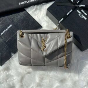 Buy YSL Toy Puffer Storm Grey Matelasse Leather Shoulder Bag