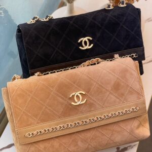 Chanel CC Chain Detail Stitched Suede Flap Bag In Dubai | BAGS DUBAI