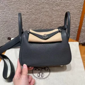 HERMES Lindy Mini Bag | Ardoise Clemence Leather | Palladium Hardware
