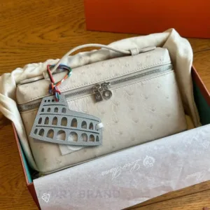 LORO PIANA Ostrich Leather L19 Super Bag with Extra Pocket | Luxury Handbag