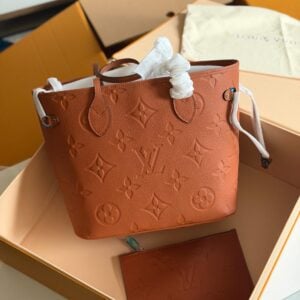 Louis Vuitton Neverfull MM Cognac Monogram Empreinte Leather Tote Bag