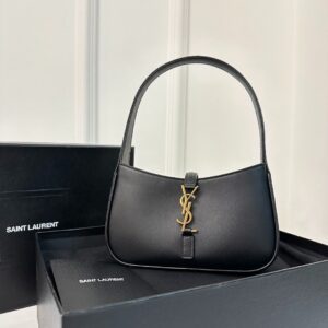 Saint Laurent Le 5 A 7 Black Shoulder Bag In Smooth Leather - Dubai Luxury Items