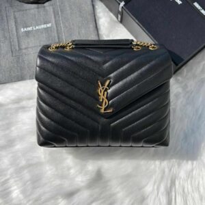 Saint Laurent Loulou Medium Black Matelasse Lambskin Bags