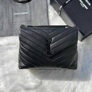 Saint Laurent Loulou Medium Black Matelasse Lambskin Shoulder Bags