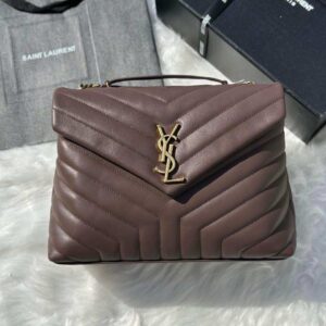 Saint Laurent Loulou Medium Soil Brown Matelasse Lambskin Shoulder Bags - Dubai Luxury Items
