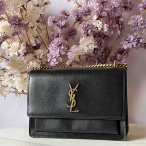 Shop Affordable YSL Sunset Bag Small Black Leather
