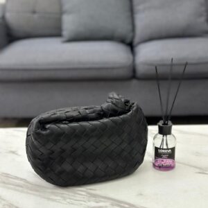 Shop Bottega Veneta Mini Jodie Black Intrecciato Bag