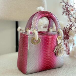 Shop Dior Lady Dior Medium Metallic Python Skin | Bags Dubai