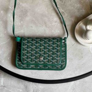 Shop Goyard Plumet Pouch-Wallet Green Goyardine Canvas