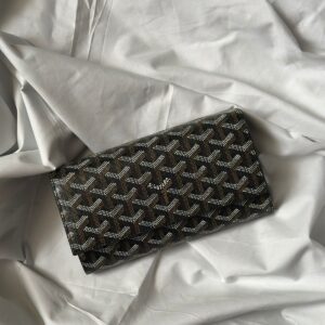 Shop Goyard Wallet Varenne Continental Black Canvas