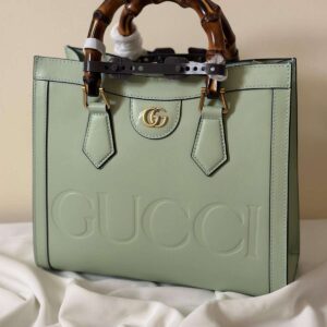 Shop Gucci Diana Small Tote Pale Green Leather Bag