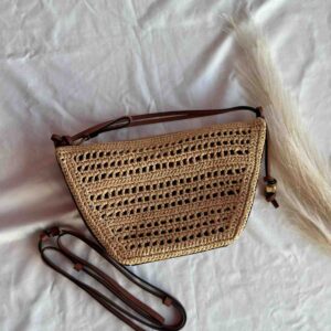 Shop Loewe Hammock Bag Mini Raffia and Calfskin | Bags dubai