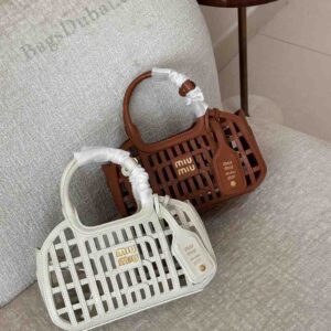 Shop Miu Miu Leather Woven Basket Hand Bag | Bags Dubai