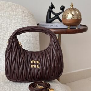 Shop Miu Miu Wander Bag Mini Dark Brown Leather