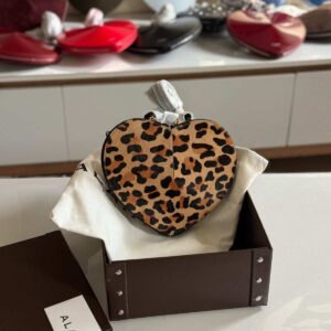 Shop Premium Alaia Le Coeur Bag Beige & Black Leopard Print